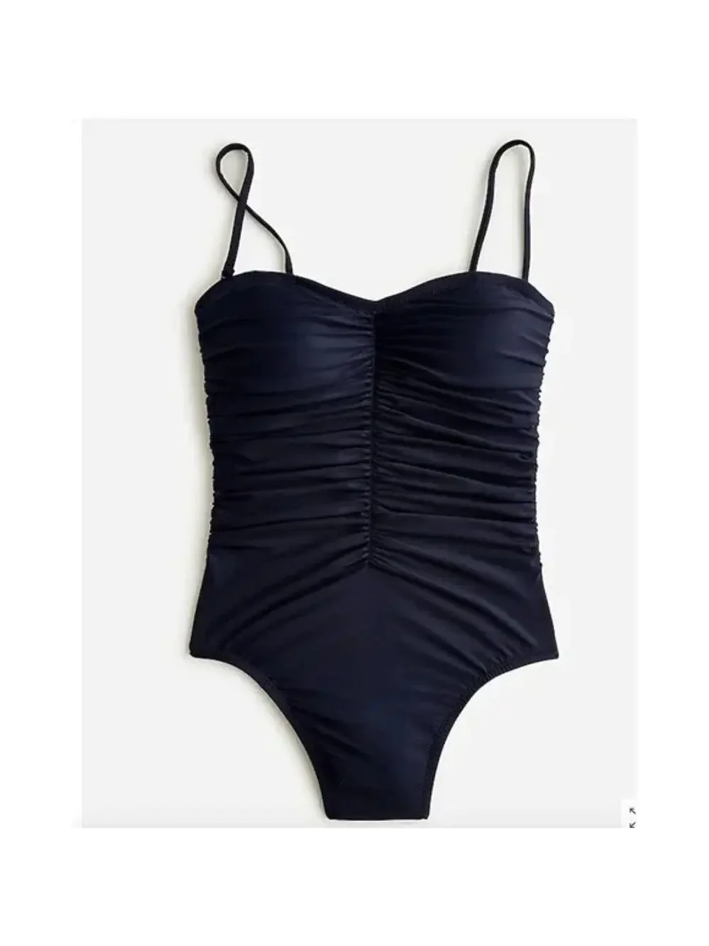 New J. Crew Navy Blue Ruched Sweetheart One-Piece Swim Bathing Suit Women's 24